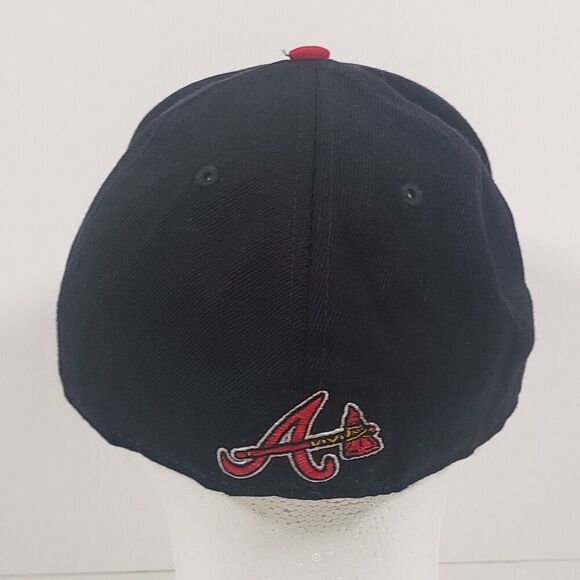 New Era MLB Atlanta Braves Fitted Baseball Tomahawk Hat Cap 7 3/8 Wool Navy Red - Picture 5 of 13